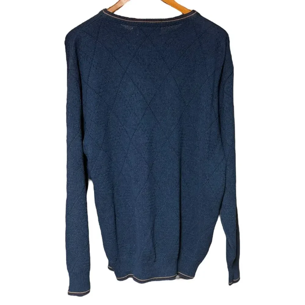 Vintage Pinnacle Golf Crew Neck Sweater Blue Large